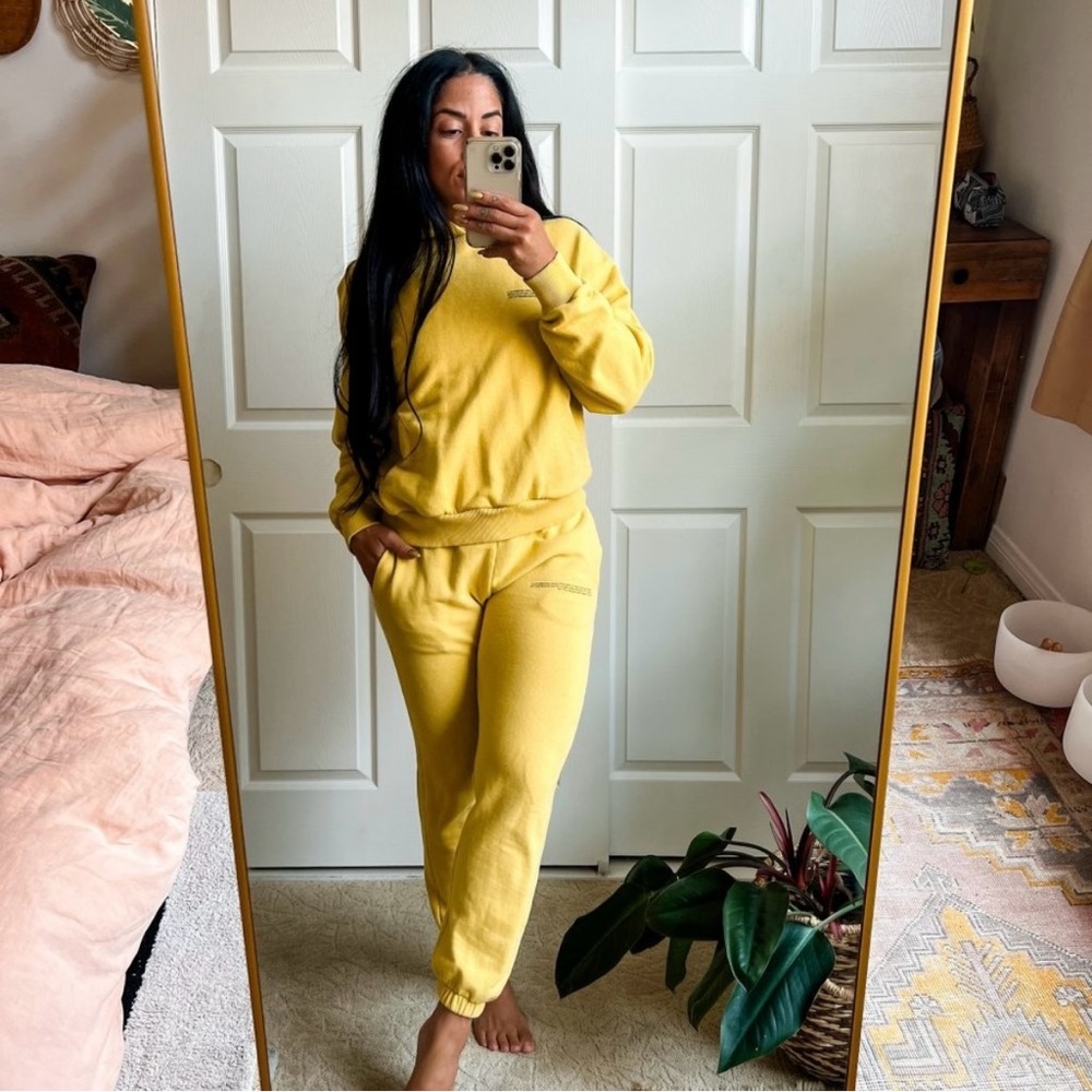 RARE Pangaia 3-Piece Sweatsuit: Hoodie, Sweatpants, Shorts Starfish Yellow XS S